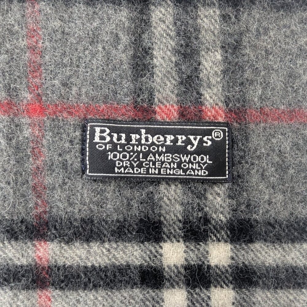 Burberry Lambswool Plaid Scarf Gray Unisex | Warm Soft Luxury | Fast Shipping - Picture 4 of 7